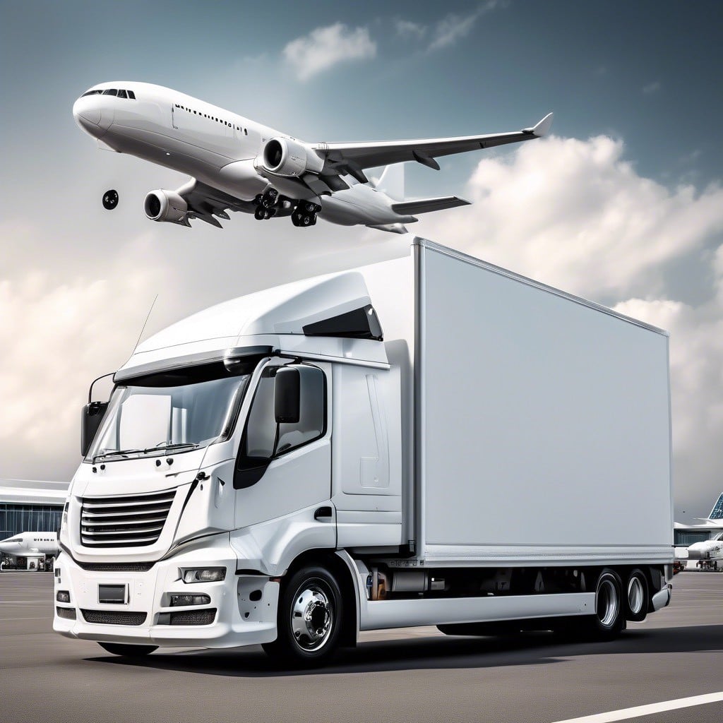 Logistify transportation and Logistics box truck receiving shipment at Los Angeles Airport.